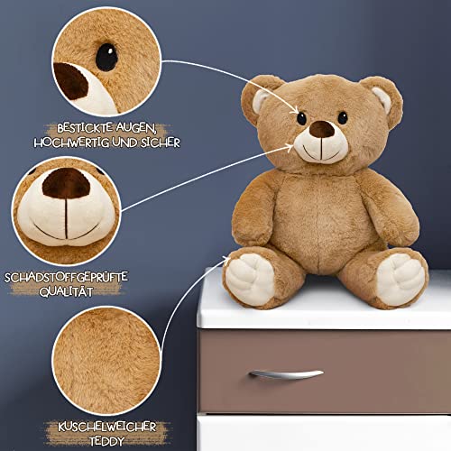 Milaboo® kuschelweicher Teddybär groß 35 cm I Kuscheltier Baby in beige inkl. Postkarte I Liebevoll designter Kuschelbär zum Verlieben I super weiches Plüschtier zum Verschenken (35 cm)