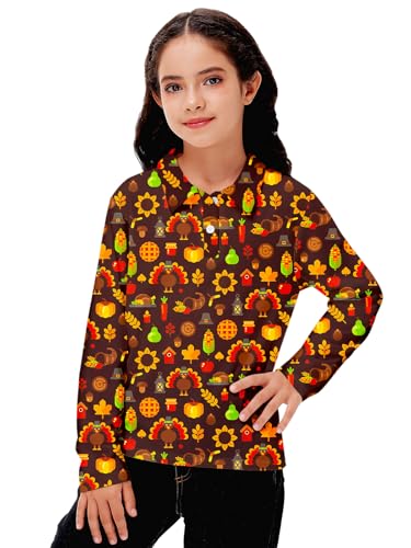 Remimi Kids Halloween Print Polo Shirt Long Sleeve Collared Shirts 5-14 Years4