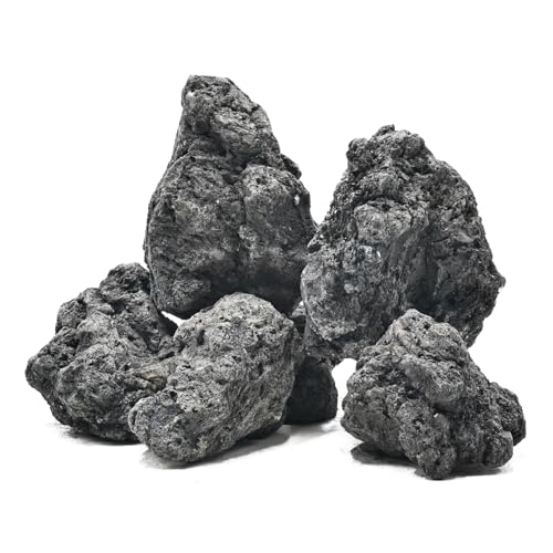 KINGRUI Black Lava Rock Natural Volcanic Stones 4'-7' Fish Tank Rocks for...