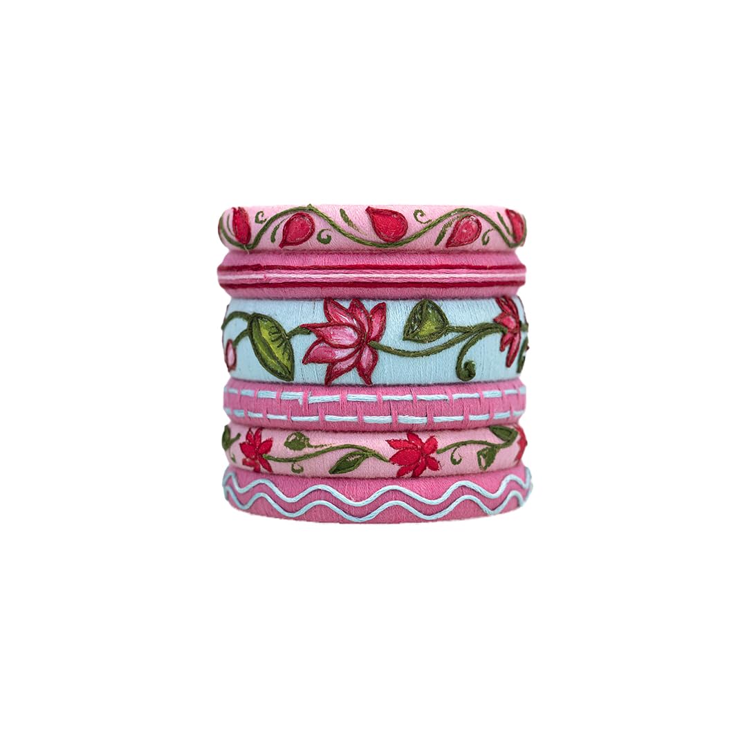 Taasha Craft Padmini hand-painted Lotus Design handcrafted thread Bangle set for Women & Girls Size 2.4 Set of (6 Bangles) (B0D9BT8DNW) Amazon Price History, Amazon Price Tracker