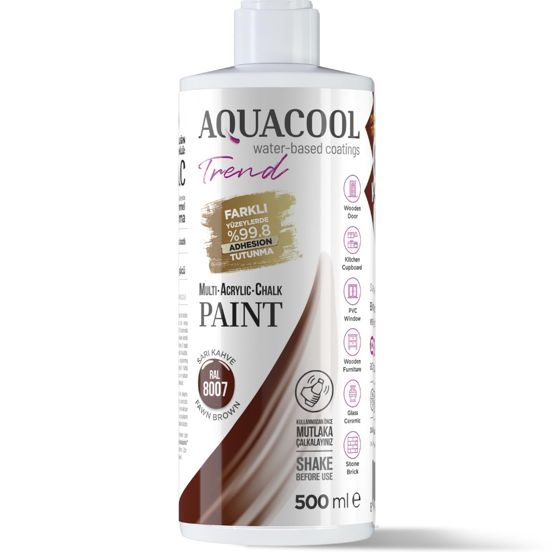 MAC paint - All In One Chalk paint, Furniture, Cabinet, Countertop, Tile Paint, no primer or sanding needed. Matte Finish. 16.9 Fl Oz (RAL 8007 Fawn Brown)