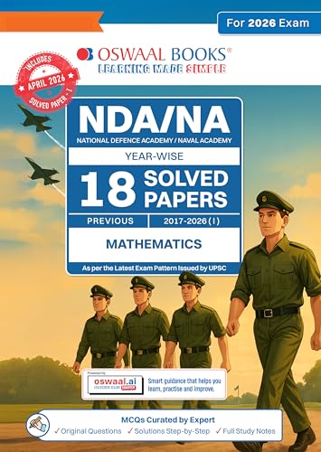 Image of Oswaal NDA /NA Mathematics 18 Previous Years' Solved Papers English Medium | Year-wise 2017-2026 | Includes 2026 Paper-I | 2200+ Questions | With Oswaal AI | For 2026-27 Exams