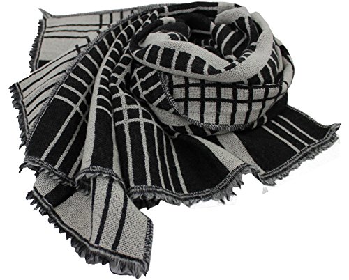 Écharpe 100% laine Mérinos Rotfuchs noir chèque 200 x 75 cm R-174