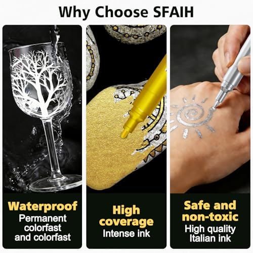 Image of SFAIH Acrylic Paint Markers, 8 Count Pens 0.7M Extra Fine 2-3MM Medium Tips