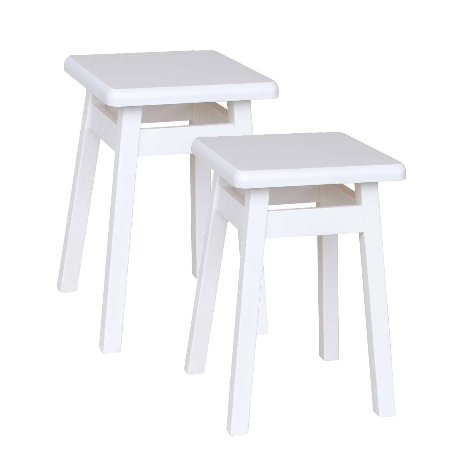 Holzhocker | Sitzhöhe 45 cm, 29 x 29 cm | Für Küche & Essbereich | Quadratische Form | Eckiges Design | Rustikaler Look | Schlichter Hocker | 2 Stück | Farbe: Weiß