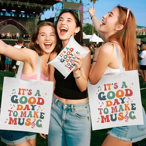 Image of Y1tvei Canvas Bags Gifts, Tote Bag with Makeup Pouch, Birthday Party Favors