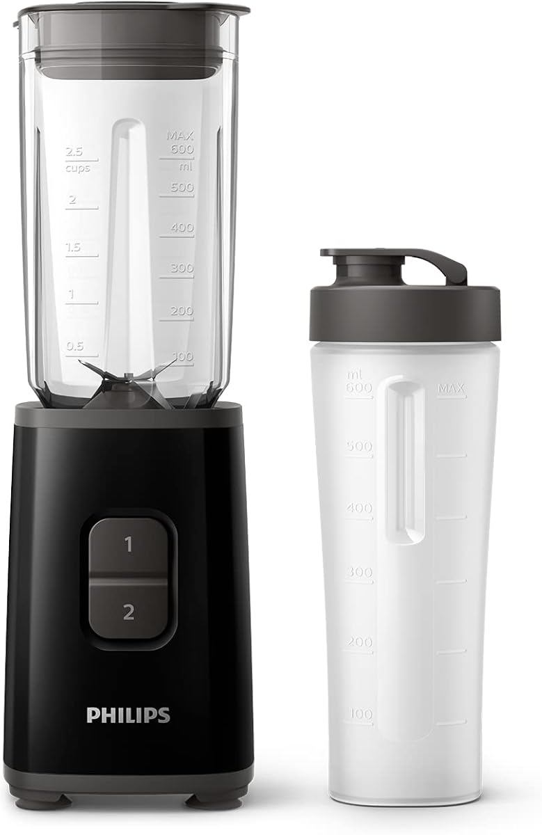 Philips Mini Blender and Smoothie Maker - 350W, 1L Jug, Recipe App, 2 Speeds, Ice Crush (HR2602/91)