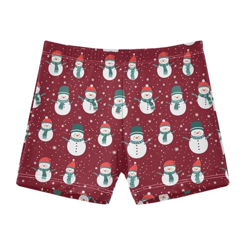 Boys Swim Trunks Christmas Snowman Red Pattern Kids Swimming Boxer Briefs Toddler Swimsuits Quick Dry Beach Board Shorts Bathing Suits Swim Shorts Swimwear for Outdoor Surfing 5-6T