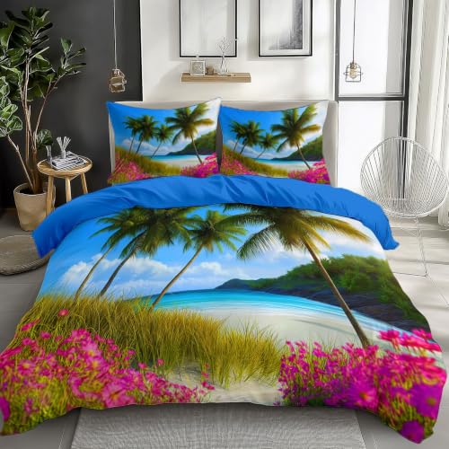 Housse de couette palmier 200 x 200 cm avec 2 taies d'oreiller - 2