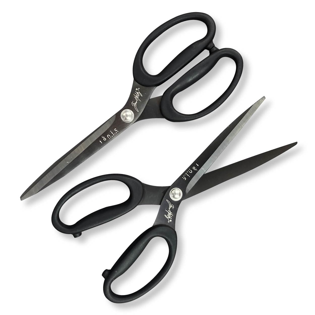 Tim Holtz Titanium Shears 9.5" (Pack of 2) – Precision Scissors with Micro-Serrated Edge, Titanium-Coated Rust-Resistant Blades, Kushgrip Handles for Crafting, Sewing & DIY