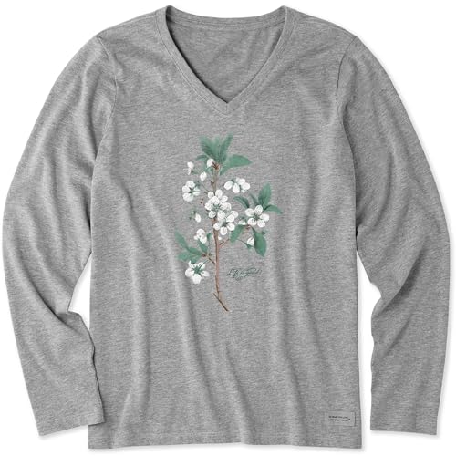 Life is Good Women's Crusher T, Long Sleeve Cotton Graphic Tee Shirt, Antique Plum Blossom Painting