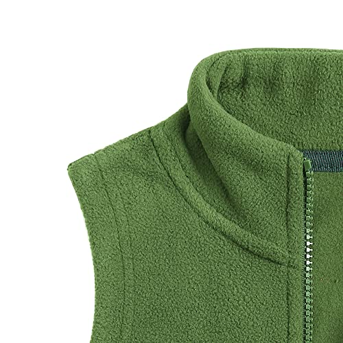 Sooxiwood Little Boys Fleece Vest Pocket Zipper Up Children Lightweight Fleece Vest Size 7-8 Dark-Army-Green #TOP3