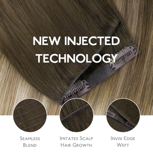 Image of WENNALIFE Invisible Edge Seamless Clip in Hair Extensions Real Human Hair