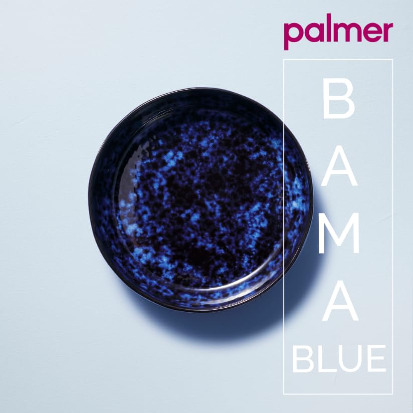 palmer Bama Blue grosse tiefe Teller - 2er-Set - Steinzeug - Ø 22 cm - blau schwarz hochglanz - für Pasta, Suppe oder als Servierteller - stapelbar, spülmaschinenfest