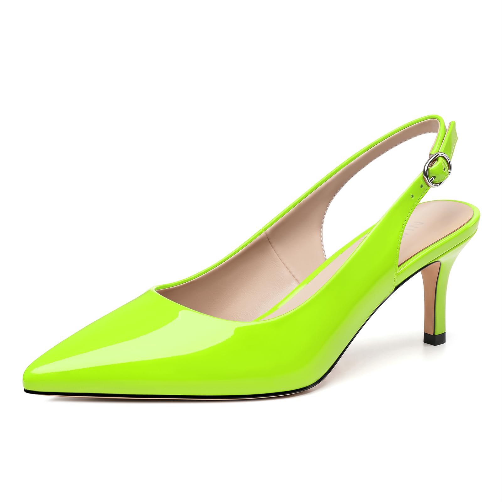 NUMALEO Kitten Heels for Women Pointed Toe Slingback Pumps | 2.5 Inch Close Toe Comfortable Pumps Wedding Party Casual Work Dress Shoes