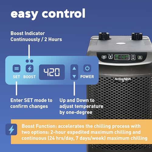 Image of Active Aqua 0.10 HP Water Chiller with Boost | Cold Plunge & Ice Bath Cooler | Digital Temp Control | Fresh & Salt Water, Hydroponics, Aquariums | 10-40 Gal