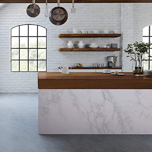 Image of practicalWs Marble Wallpaper Granite White and Gray Wall Paper Roll 35.4 inch x 118 inch Kitchen Countertops Cabinet Furniture is Renovated Thick Vinyl Easy to Remove Without Leaving Glue Upgrade