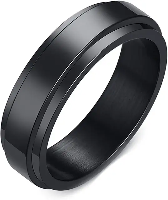 Bague Tournante Anti Stress Enfant - 6MM Acier Inoxydable Poli Argent/Noir/Or/Or Rose