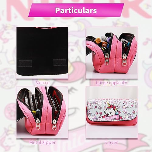 Image of Fancyku Unicorn Pencil Case - Unicorn Stationery Organizer with Large Capacity, Dual Layer Design and Fun Cartoon Print - Gift for Kids, and Students - Ideal for School, Office, or Travel