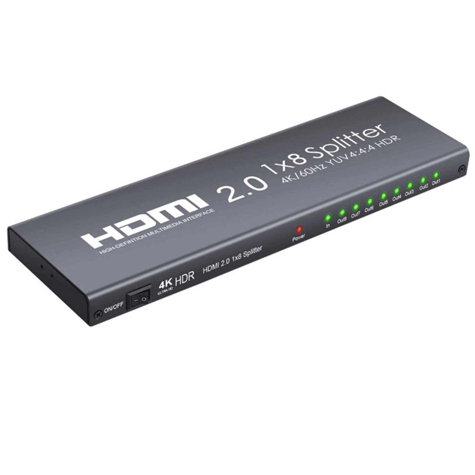 Splitter Duplicatore Hdmi 4K A 60 Hz 1 Ingresso 2/4/8 Uscite - con Cavo di Alimentazione Splitter da Gioco HD 1X2/4/8 Porte, 4: 4: 4, Schermi Duplicati/Specchio, per Xbox/Ps5 (8 Porte)