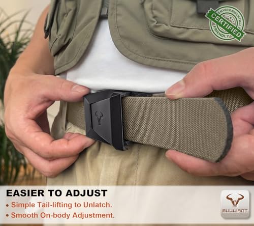 Image of BULLIANT Men Tractical Belt,Stretch Western Rigger Web Belt For Cowboy Military Heavy Duty Hiking Hunting 1.5 inch-Cut For Fit