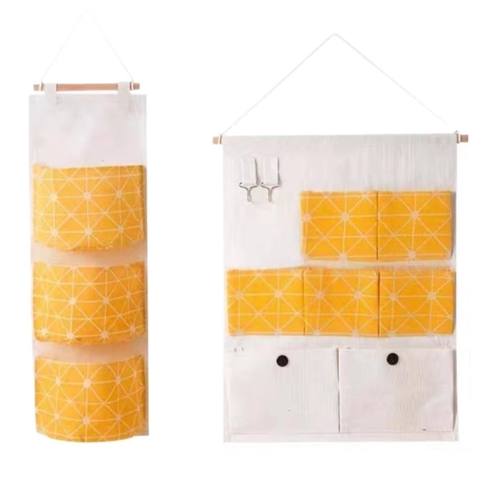Hängende Aufbewahrungstasche, 2pc 3/7 Taschen Baumwolle Leinen Stoff Wand Tür Hängen Tasche Organizer Lagerung Beutel Kleiderschrank Schrank Lagerung Tasche Kleinigkeiten Beutel