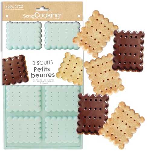 ScrapCooking - Moule Silicone 8 Petits Beurres - Moule Biscuits - Apte Four & Congélateur - Pâtisserie Gâteau Enfant - Ustensile Souple - Vert d’Eau - 3182