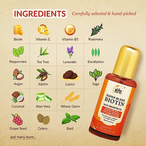 Image of The Indie Earth Rosemary Mint Biotin Hair Oil 100 mL Formulated with Biotin, Vitamin B5, Vitamin E, Rosemary, Mint, Argan Oil & other 21+ Natural Herbs & Oils