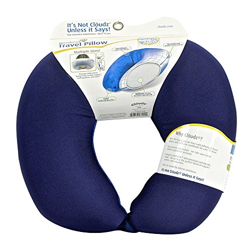 Cloudz Dual Comfort Microbead Airplane Travel Neck Pillow. Super Soft Cozy Plush Fabric on One Side, Cool Relaxing Spandex on The Other! Customize Your Comfort and Support at Home or On The Go!- Blue - Thumbnail 2