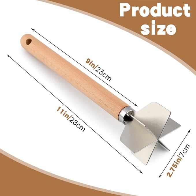 Ablandador de Carne de Acero Inoxidable con Mango de Madera miniatura 3