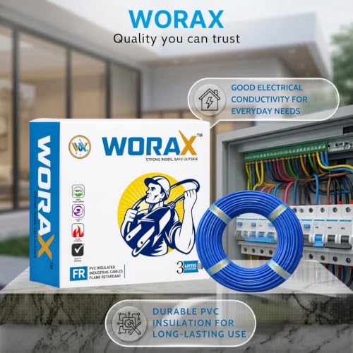 Image of WORAX 0.75 Sq mm Blue House Wiring Wire (90 Mtr) | Flexible Multi-Strand CCA Cable | PVC Insulated Wire for Lighting