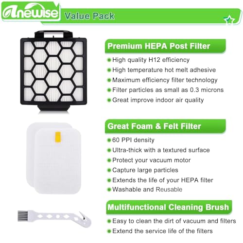 Image of ZU102 ZU55 Filter for Shark Navigator NV181 Rotator ZU81 Upright Vacuum | for Shark Navigator Swivel Pet Pro ZU62 ZU60 NV150 NV151 NV251 NV255 ZU100, 2+6 Filter Replacement, Part 1238FT60 & 1239FT60