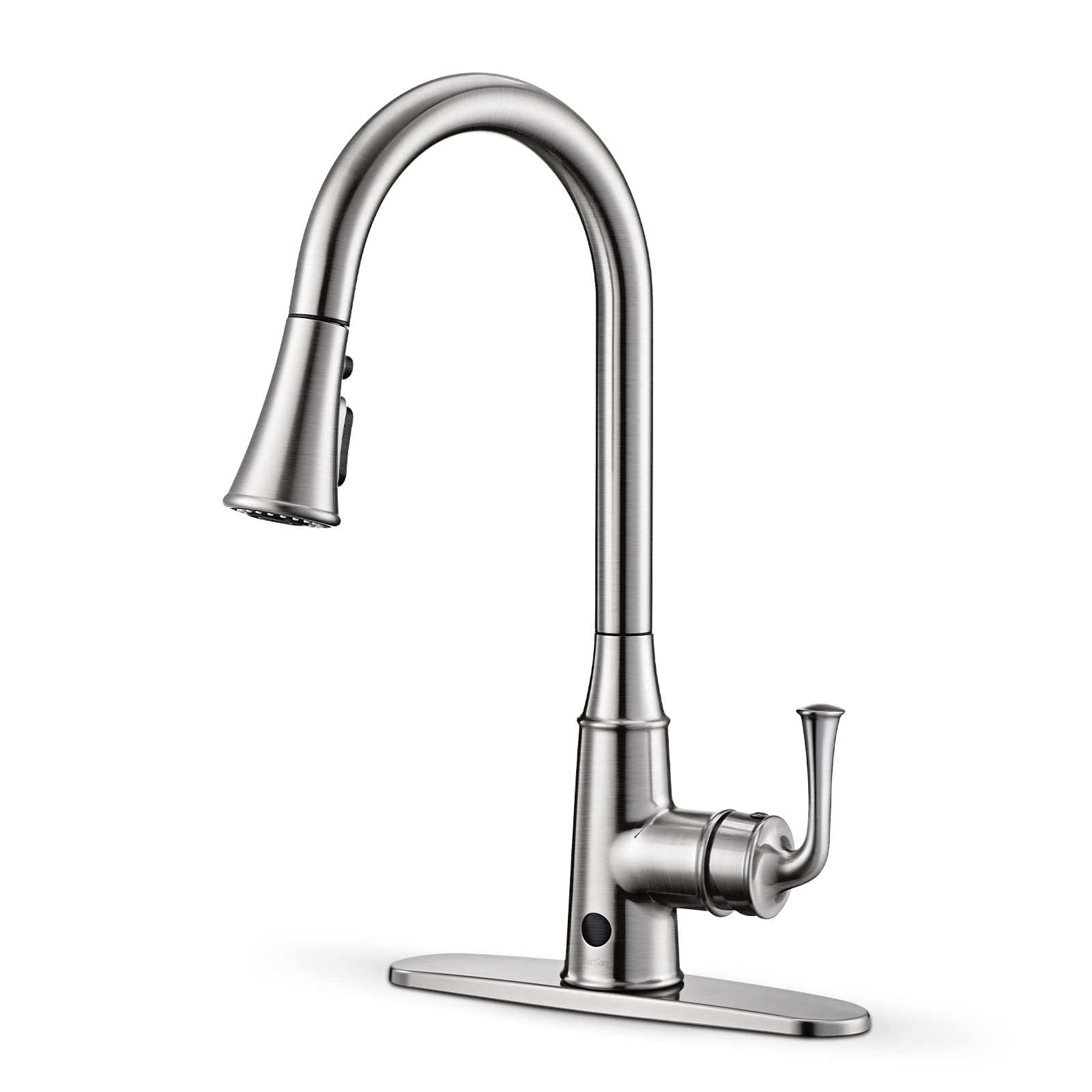 Touchless Kitchen Faucet Automatic Motion Sensor, WaterSong Kitchen Sink Faucets with 4 Modes Pull Down Sprayer, Commercial Modern Kitchen Water Tap with 1s Sensor Control Box, 1/3 Hole Deck Mount