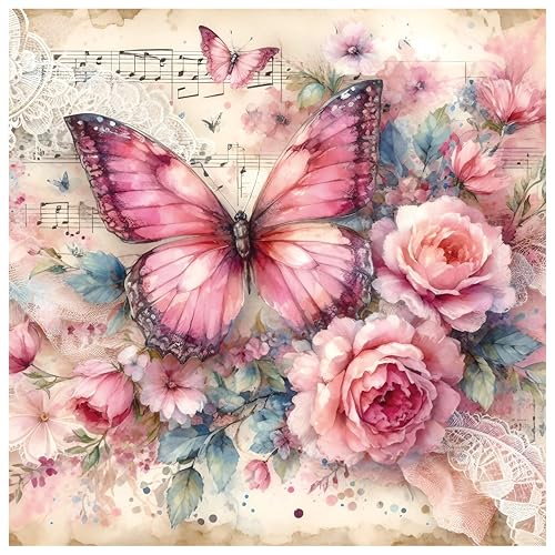 CREAFOMIFE Puzzle 1024 pièces pour Adultes Papillon et Fleurs Roses