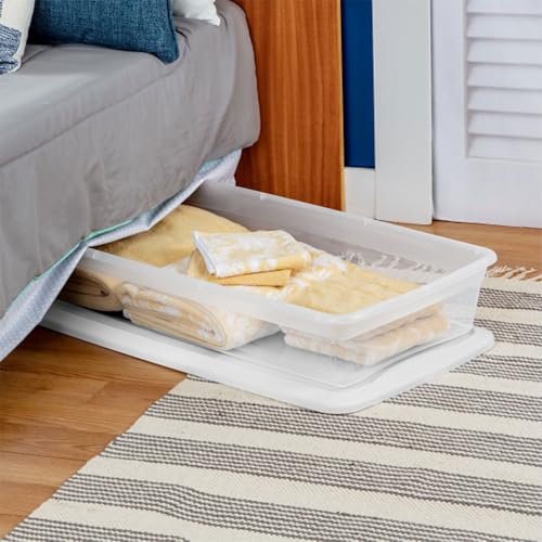 Image of Sterilite 12-Pack 41 Quart Storage Box, Stackable Clear Plastic Bins with Snap-On Lids - Heavy-Duty Organizing Containers for Closet, Bathroom, and Office