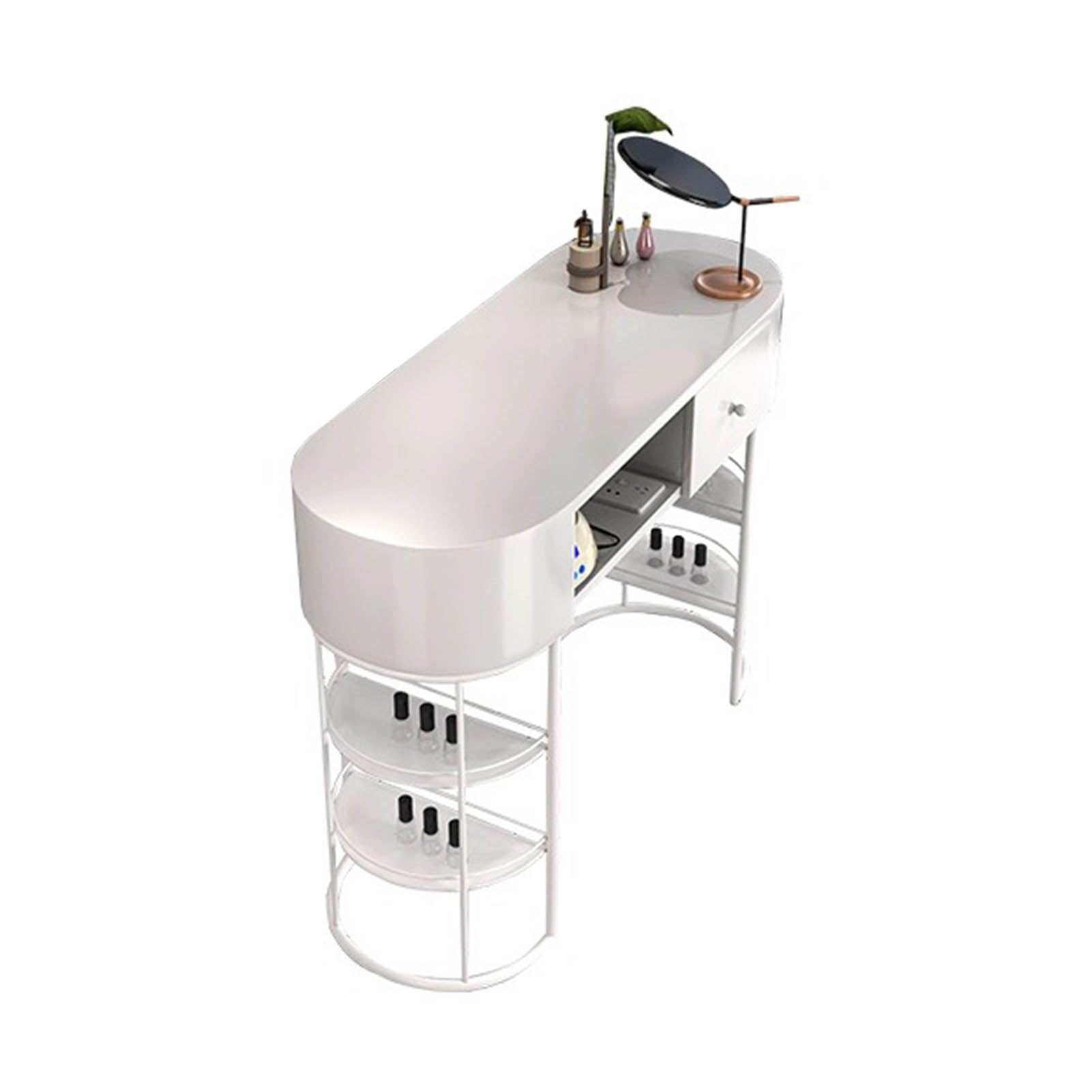 NHPJFDC Manicure Table Nail Desk,modern Nail Tech Table Station With Storage Drawers & Open Shelves, Professional Nail Beauty Spa Salon Workstation, Glass Top/wooden Desktop，for Nail Salon/office