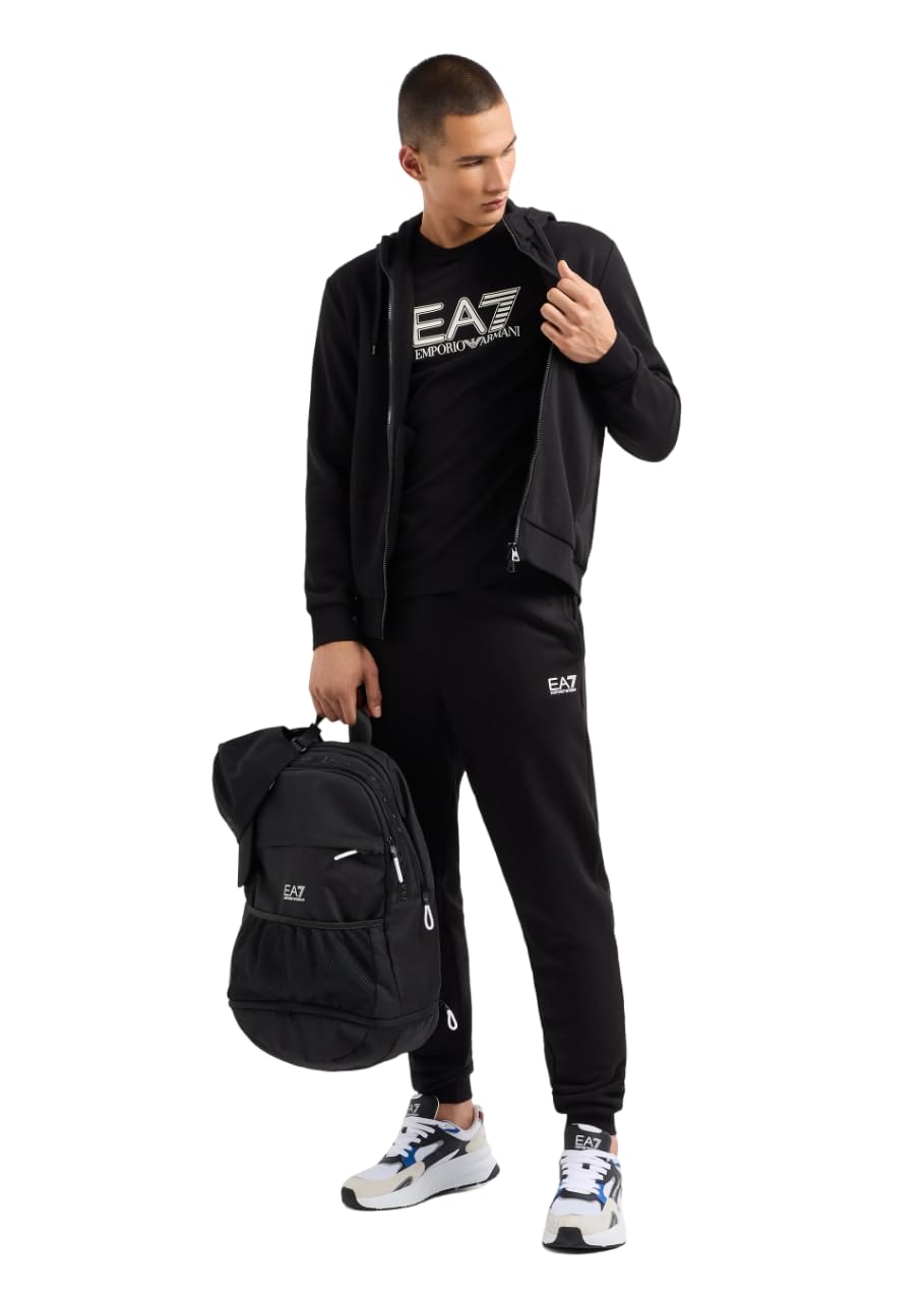EA7 TUTA UOMO NERO FELPA GIACCA ZIP CAPPUCCIO PANTALONI EMPORIO ARMANI 7 EA SPORT 4XL NERO