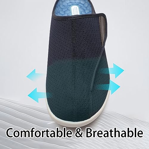 Sapatos femininos de largura extra larga para diabéticos, leve, respirável, ajustável, edema de idos