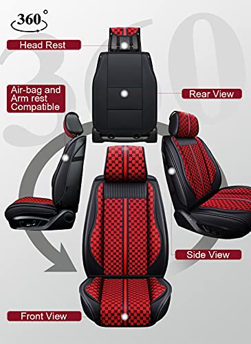 Oasis Auto Car Seat Covers Accessories 2 Pieces Front Premium Nappa Leather Cushion Protector Universal Fit For Most Cars Suv Pick-Up Truck, Automotive Vehicle Auto Interior Décor (Os-007 Red) #TOP2