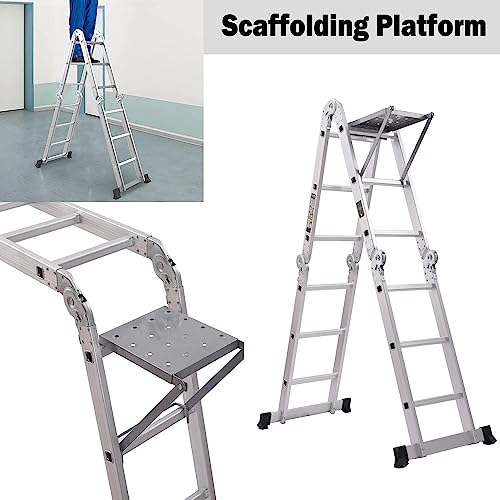 Aluminium Multi-Purpose Ladder 4.7m, Folding Combination Ladder, Portable Heavy Duty Professional Steps, Scaffolding Platform, 150KG/330 LBS Weight Capacity 3 Aluminium Multi-Purpose Ladder 4.7m, Folding Combination Ladder, Portable Heavy Duty Professional Steps, Scaffolding Platform, 150KG/330 LBS Weight Capacity - Image 3