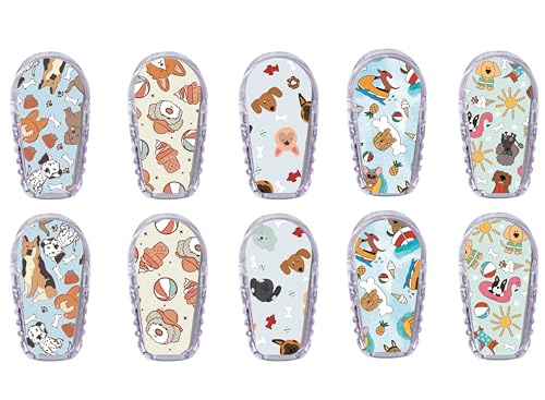 Glucomart Adhesive Transmitter Stickers for Dexcom G6 (10 Count) – Pair with Glucomart CGM Patches, Waterproof & Durable (Dogs Variety Pack) (G6 Stickers)