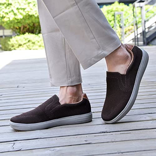 Image of konhill Mens Slip On Loafers Sneakers - Casual Knit Walking Shoes for Men, Lightweight Breathable Memory Foam Boat Shoes, Comfortable Slip-On Driving Loafers for Work Travel Beach