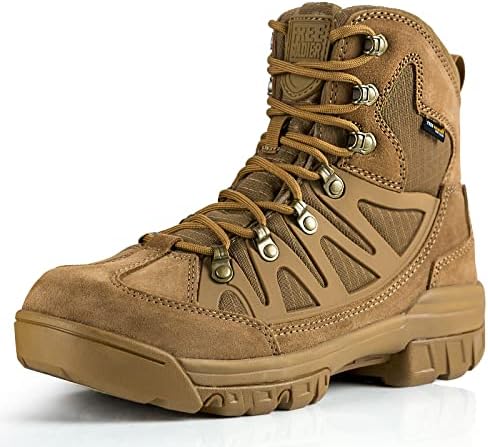FREE SOLDIER Men's Tactical Waterproof Lightweight Hiking Boots Military Combat Boots Work Boots (brown 13)