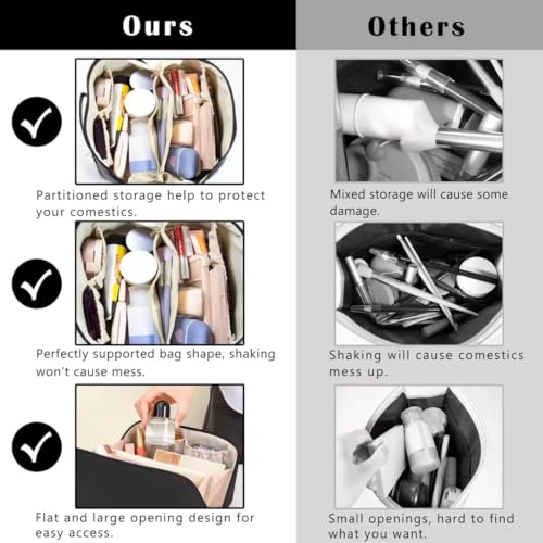 Image of Dangfly Large Capacity Travel Cosmetic Bag with Handle and Divider - Multifunctional Makeup Bag for Easy Access, Waterproof 10 Cms (Black)