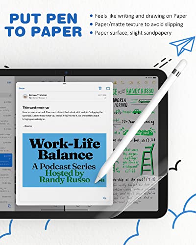 XIRON 2 PACK Paper Screen Protector for iPad 10th Generation 2022(10.9 Inch), Matte PET Film for iPad 10.9-inch (10th generation), Write and Draw Like on Paper, Anti-Glare Screen Protector - Image 4