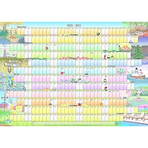 2022-2023, Student, Year, Academic, Illustrated, Wall Planner, Calendar, Organiser, Poster, Compact, A2 Size, with Stickers Cover
