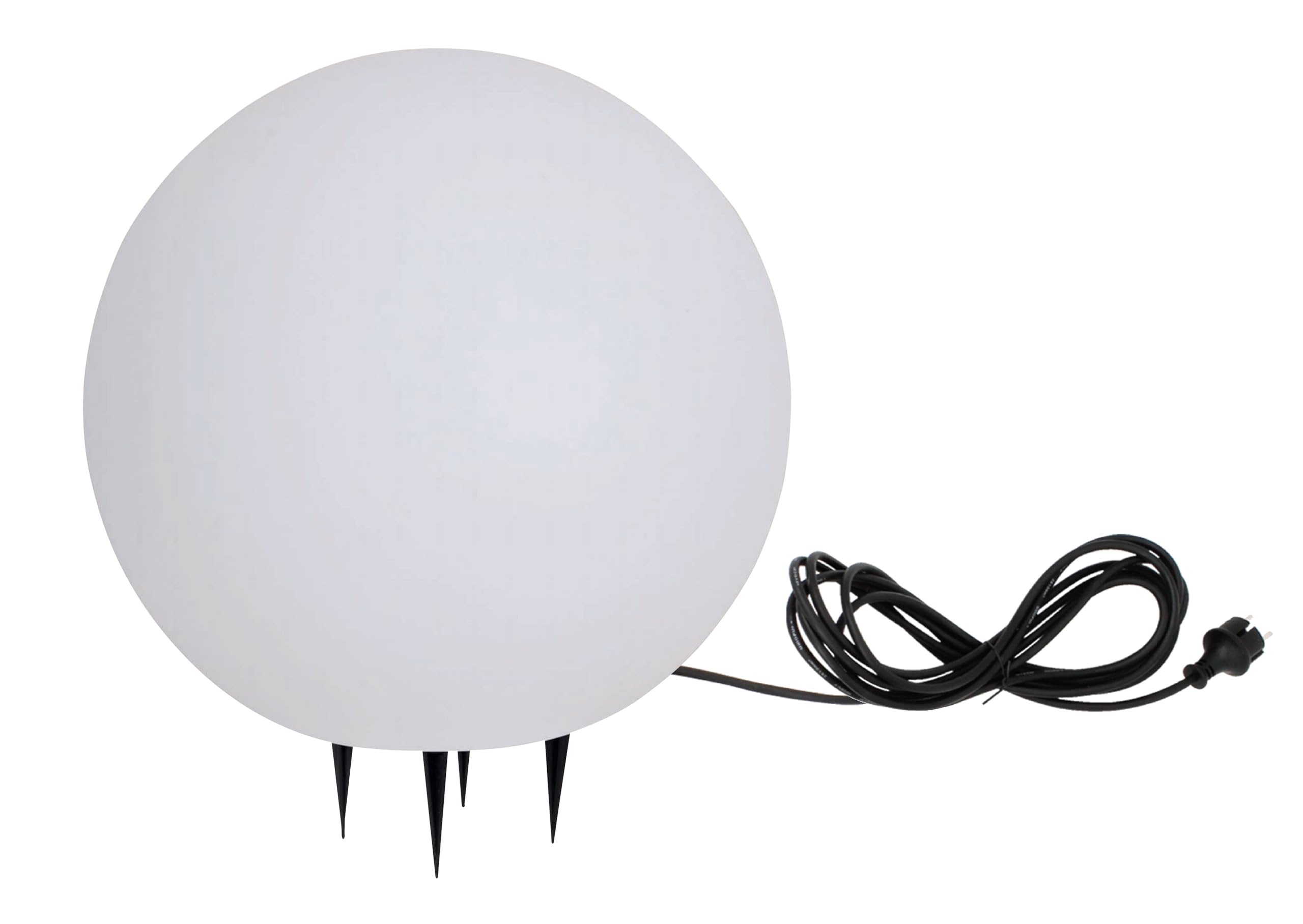 Trango 400W Gartenkugel Leuchte IP44 Kugelleuchte 40cm Durchmesser *SNOW* in Weiß mit je 5m Zuleitungskabel & 1x E27 Fassung, geeignet für LED Leuchtmittel Gartenleuchte, Außenleuchte, Gartenstrahler