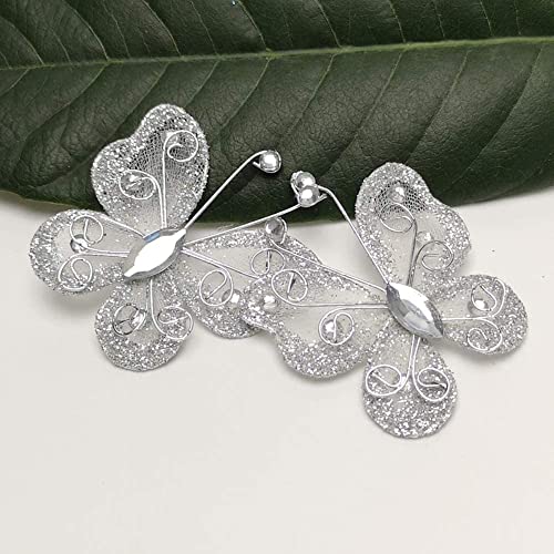 Sheer Mesh Wire Glitter Butterfly