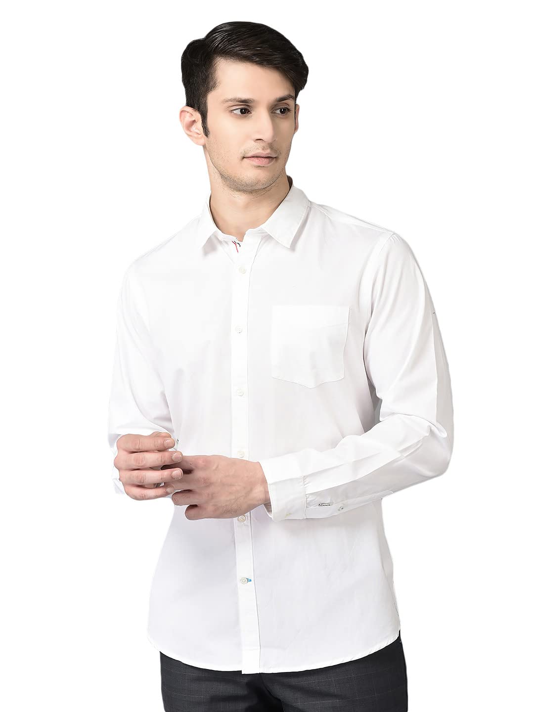 CANOE Mens Cotton Patch Pocket Smart Fit Full Sleeve Polo Neck Collar Casual Casual Shirt (CS-Pearl)