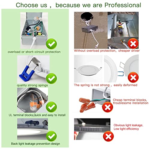 Zouzai 24 Pack 6 Inch Ultra-Thin Led Recessed Ceiling Light With Junction Box 5Cct Adjustable Dimmable Can-Killer Downlight - Etl And Energy Star Certified (24 Pack,5Cct, 6 Inch) #TOP5